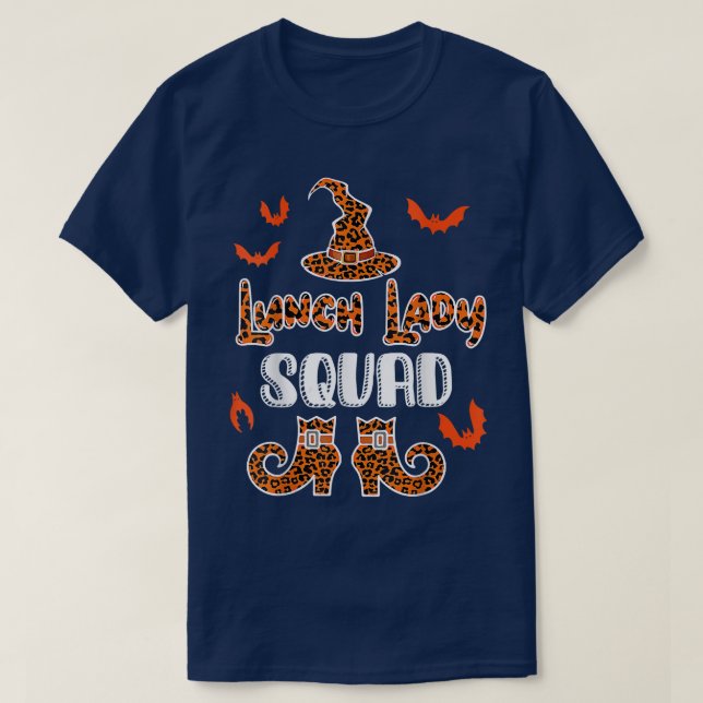 T-shirt Lunch Lady Squad Leopard Witchs Hat Halloween Lunc (Design devant)