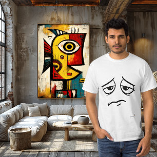 T-shirt Lundi Visage Triste Minimaliste Humour Émotionnel