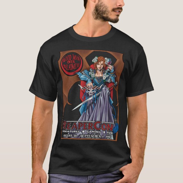 T-shirt Lune 2018 de sang de ReaperCon au-dessus de (Devant)