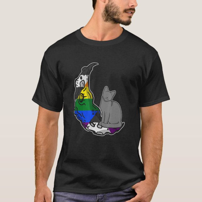 T-shirt Lune Allée Droite Drapeau Chat LGBTQ Espace Sûr Ga (Devant)
