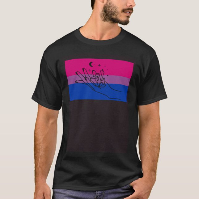 T-shirt Lune céleste Bisexuel Pride Drapeau Cristal Collec (Devant)