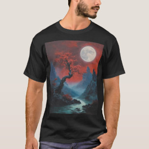 T-shirt Lune d'arbre rouge