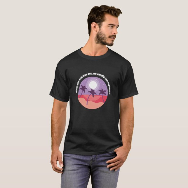 T-shirt Lune de croissant de sérénité du coucher du soleil (Devant entier)