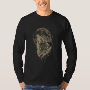 T-shirt Lune de la forêt de loup Lune Vintage Cosmic Howli