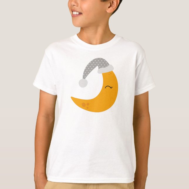 T-shirt Lune Dormir, Bouchon De Nuit, Mignonne Lune, Lune  (Devant)