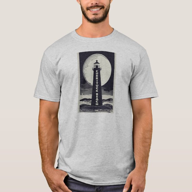 T-shirt Lune du phare de Currituck Beach (Devant)