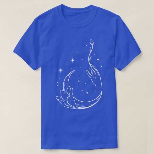 T-shirt Lune Ésotérique Avec Fleur (Design devant)