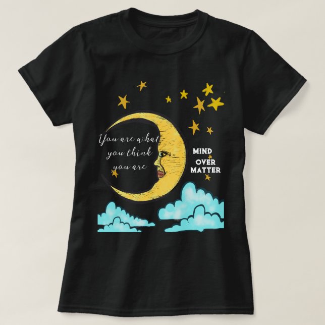 T-shirt Lune et étoiles Mind sur Matt chemise mal oeil, (Design devant)