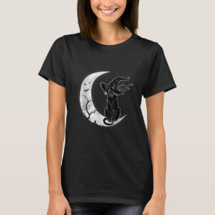 T-shirt Lune Halloween Scary Black Chat Costume sorcier Ca