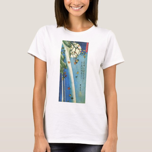T-shirt Lune Hiroshige Au-Dessus D'Une Cascade Art Japonai (Devant)