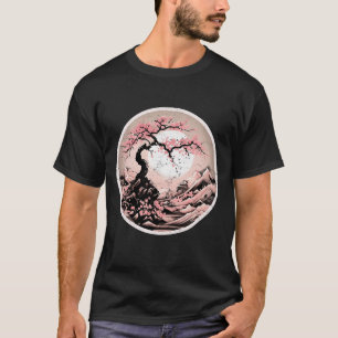 T-shirt Lune japonaise Sakura Jardin Geisha Mont Fuji Cher