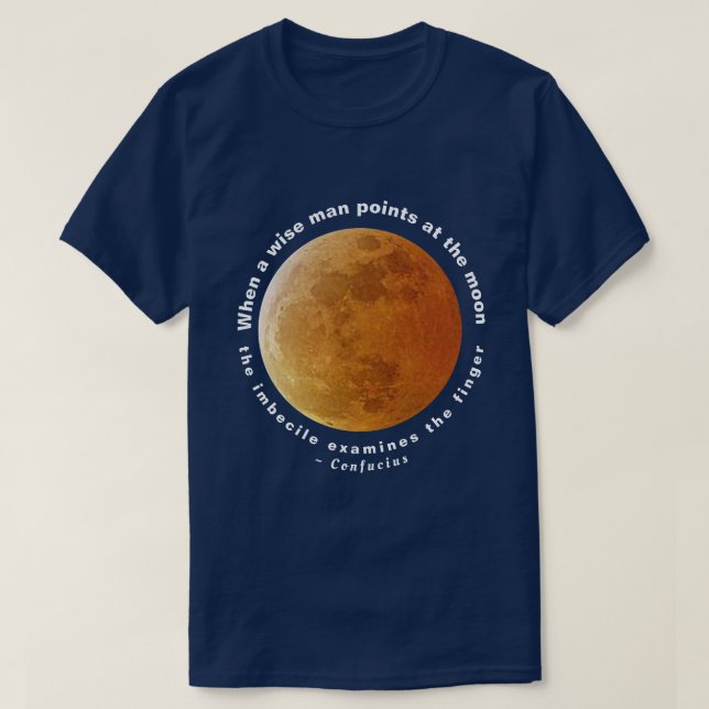T-shirt Lune jaune et citation Confucius (Design devant)