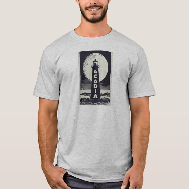 T-shirt Lune phare du parc national Acadia (Devant)