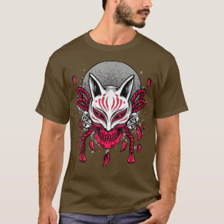 T-shirt Lune rouge Halloween Otaku Kitsune Fox Anime Lover