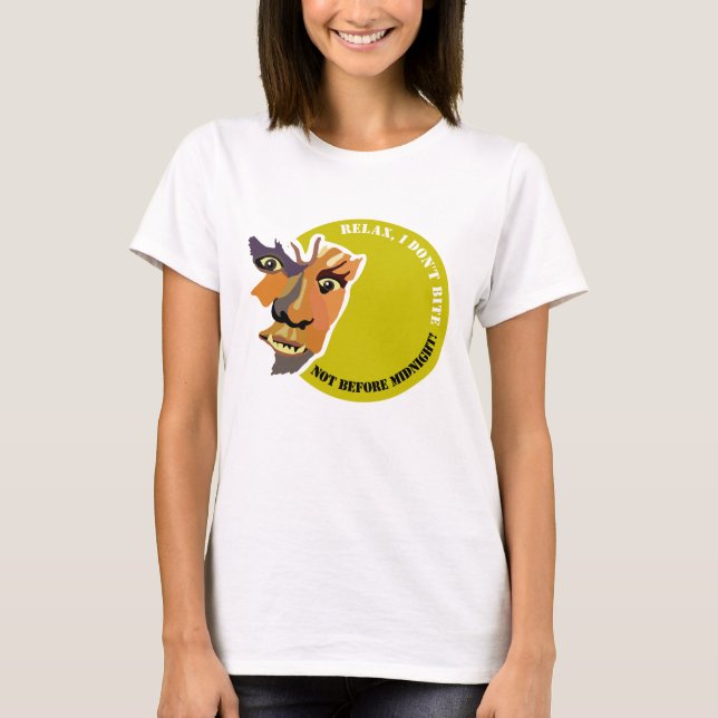 T-shirt Lune Wolf, Relax, je ne mord pas (Devant)