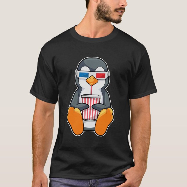 T-shirt Lunettes de cinéma Penguin Coupe de boisson (Devant)