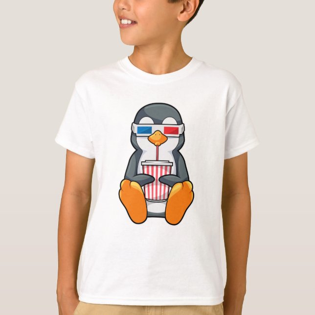 T-shirt Lunettes de cinéma Penguin Coupe de boisson (Devant)
