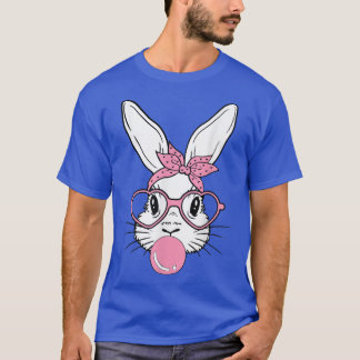 T-shirt Lunettes de coeur de lapin mignonne Bubblegum pour