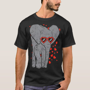 T-shirt Lunettes de coeur éléphant Cute Valentines Jour An