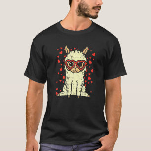 T-shirt Lunettes de coeur Llama mignonne Alpaca Valentines
