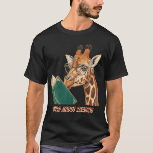 T-shirt Lunettes de girafe lisant un livre Animaux Enseign