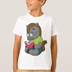 T-shirt Lunettes de livre Nerd de cheval