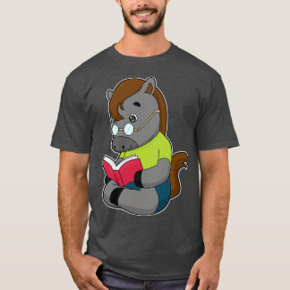 T-shirt Lunettes de livre Nerd de cheval