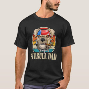 T-shirt Lunettes de papa Pitbull homme Drapeau américain V