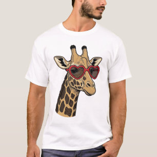 T-shirt Lunettes de soleil à cœur de girafe gravé vintage