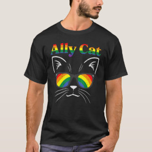 T-shirt Lunettes de soleil Ally Cat Fierté Gay Arc-en-ciel