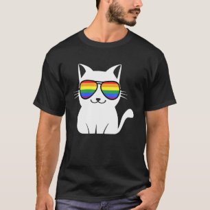 T-shirt Lunettes de soleil arc-en-ciel de chat drôle Cadea