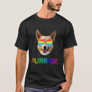 T-shirt Lunettes de soleil arc-en-ciel visage Corgi Fierté
