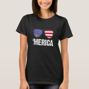 T-shirt Lunettes de soleil avec drapeau américain Merica d