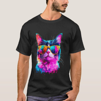 T-shirt Lunettes de soleil colorées pour chat amateurs de