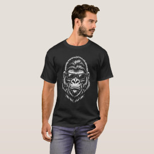 T-shirt Lunettes de soleil Cool Gorilla Noir Blanc Illustr