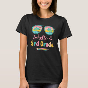 T-shirt Lunettes de soleil Coucher de soleil Bonjour 3e an