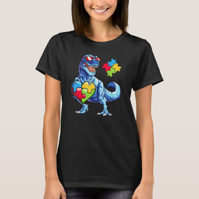 T-shirt Lunettes de soleil Cute T Rex Dinosaur Sensibilisa (Devant)