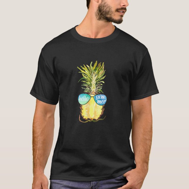 T-shirt Lunettes de soleil d'ananas Bonjour Salutation Fru (Devant)