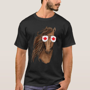 T-shirt Lunettes de soleil de Cheval Funny Feuille d'érabl