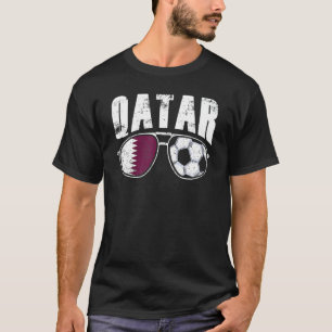 T-shirt Lunettes de soleil de football à drapeau de Qatar