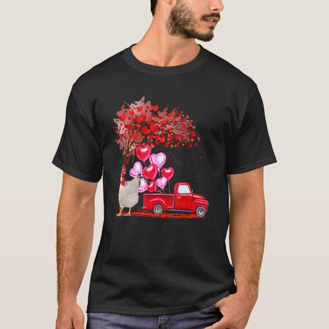 T-shirt Lunettes de soleil de poulet Coeurs Arbre ramassag (Devant)