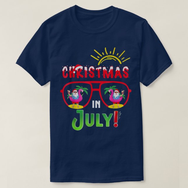 T-shirt Lunettes de soleil de Santa Hat Noël En Juillet So (Design devant)