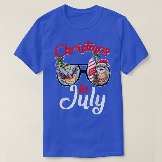 T-shirt Lunettes de soleil de Santa Hat Noël En Juillet So (Design devant)