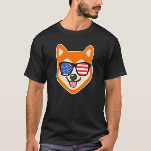 T-shirt Lunettes de soleil Drapeau Akita 4 juillet chien