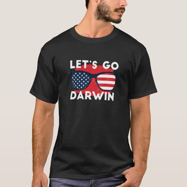 T-shirt Lunettes de soleil drapeau américain Go Darwin (Devant)