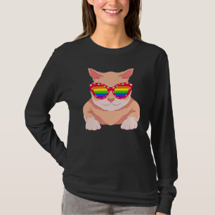 T-shirt Lunettes de soleil drapeau arc-en-ciel chat fier g