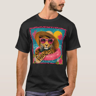 T-shirt Lunettes de soleil drôles léopard d'été Flotteur d