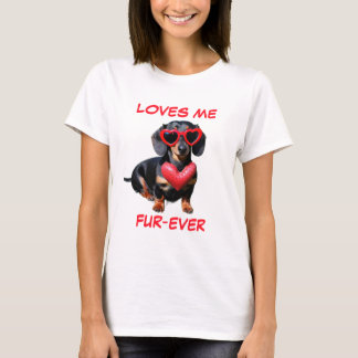 T-shirt Lunettes de soleil en forme de coeur rouge Dachshu
