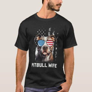 T-shirt Lunettes de soleil Femme Pitbull Drapeau Américain