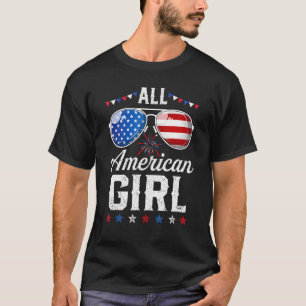 T-shirt Lunettes de soleil Filles Drapeau Américain 4 juil